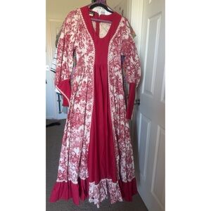Gunne Sax Black label size 7 red toile de jouy